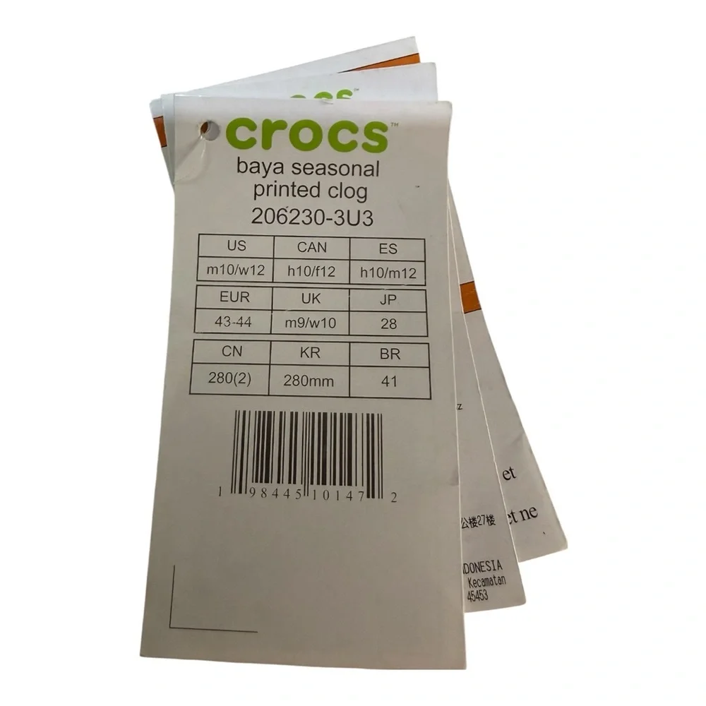Crocs Baya Seasonal Printed Clogs Women’s Size 12 Men’s Size 10